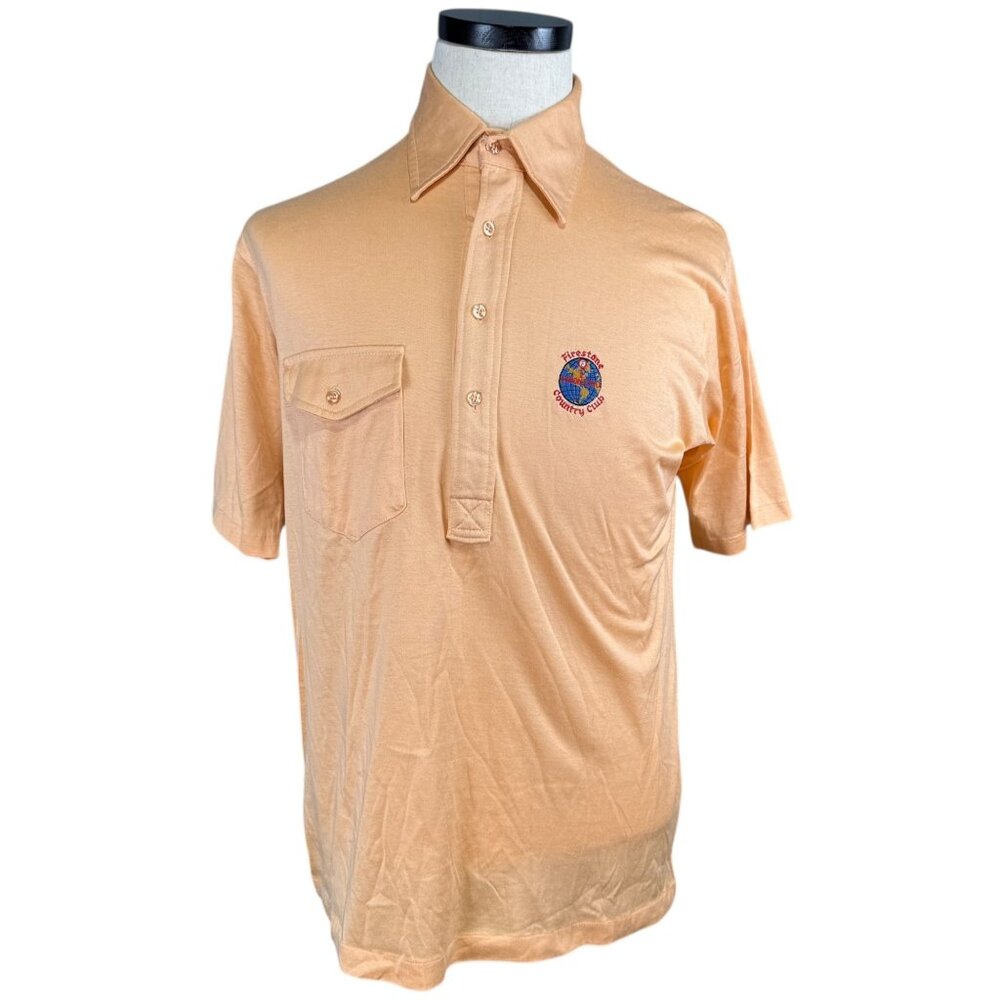 Vintage 1980s Pickering Active Sportswear Mens Peach Polo Shirt W/ Pocket Large